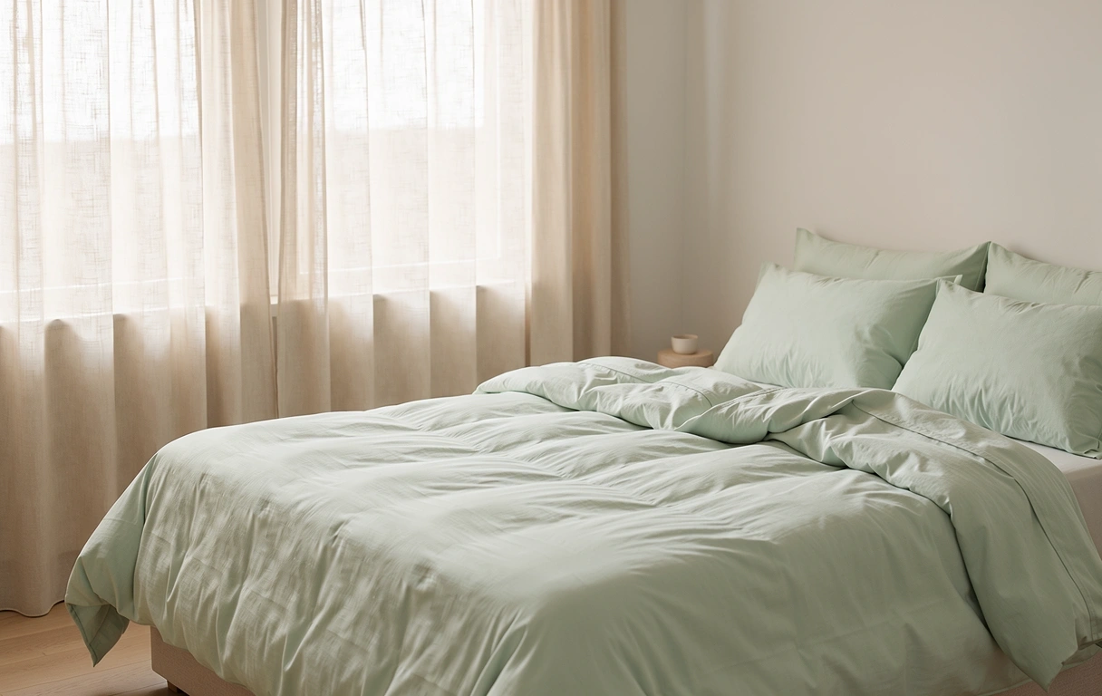 Ein friedvolles Schlafzimmer bei Dämmerung